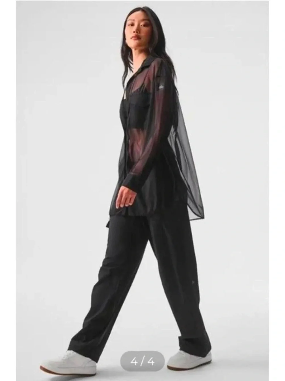 ALO Yoga Sheer Black Utility Shirt Jacket